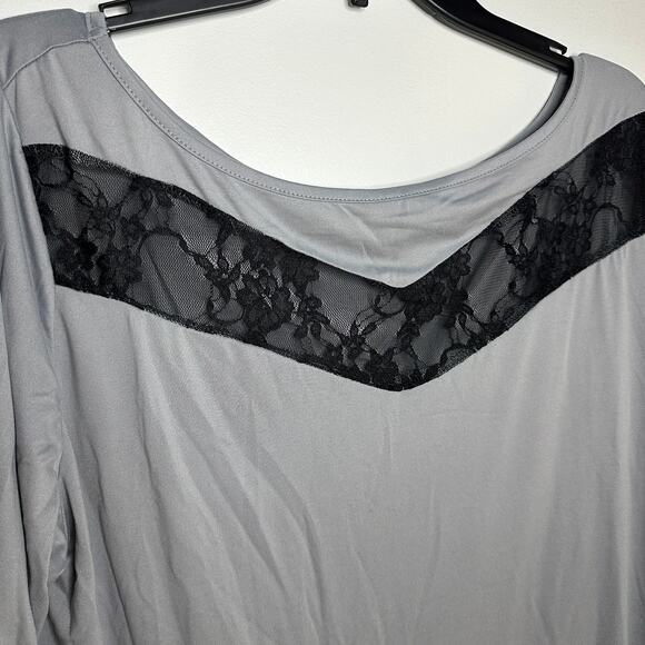 NEW! Gray and Black Lace Women's Nightgown Sleep Pajama Dress Sz XL Extra Large - Picture 3 of 6